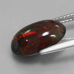 2,60 ctw natürlicher mehrfarbiger Schwarzer Opal, Oval Schliff, Lichtundurchlässig