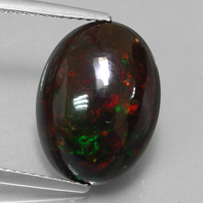 4,47 ctw natürlicher mehrfarbiger Schwarzer Opal, Oval Schliff, Lichtundurchlässig