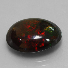 4,47 ctw natürlicher mehrfarbiger Schwarzer Opal, Oval Schliff, Lichtundurchlässig