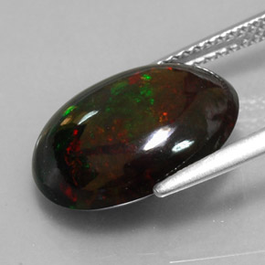 4,47 ctw natürlicher mehrfarbiger Schwarzer Opal, Oval Schliff, Lichtundurchlässig