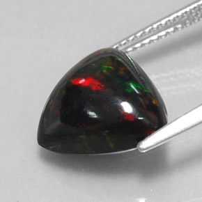 4,00 ctw natürlicher mehrfarbiger Schwarzer Opal, Trillion, Lichtundurchlässig