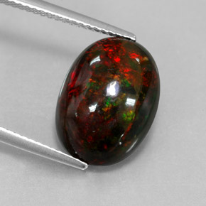 4,33 ctw natürlicher mehrfarbiger Schwarzer Opal, Oval Schliff, Lichtundurchlässig