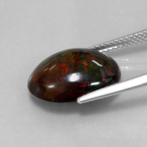 4,33 ctw natürlicher mehrfarbiger Schwarzer Opal, Oval Schliff, Lichtundurchlässig