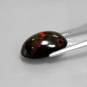 5,05 ctw natürlicher mehrfarbiger Schwarzer Opal, Oval Schliff, Lichtundurchlässig