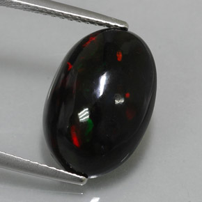 4,34 ctw natürlicher mehrfarbiger Schwarzer Opal, Oval Schliff, Lichtundurchlässig