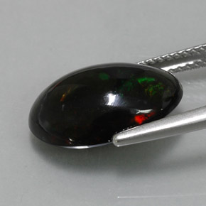 4,34 ctw natürlicher mehrfarbiger Schwarzer Opal, Oval Schliff, Lichtundurchlässig
