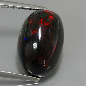 5,81 ctw natürlicher mehrfarbiger Schwarzer Opal, Oval Schliff, Lichtundurchlässig
