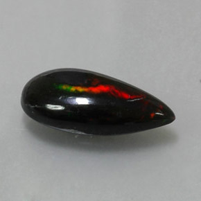 2,19 ctw natürlicher mehrfarbiger Schwarzer Opal, Birnenform, Lichtundurchlässig