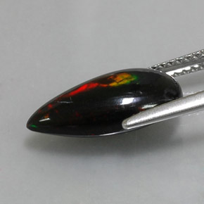 2,19 ctw natürlicher mehrfarbiger Schwarzer Opal, Birnenform, Lichtundurchlässig