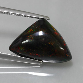 3,94 ctw natürlicher mehrfarbiger Schwarzer Opal, Trillion, Lichtundurchlässig