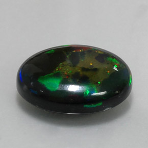 6,36 ctw natürlicher mehrfarbiger Schwarzer Opal, Oval Schliff, Lichtundurchlässig