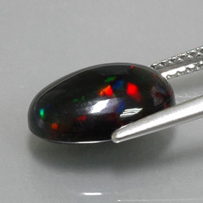 2,83 ctw natürlicher mehrfarbiger Schwarzer Opal, Oval Schliff, Lichtundurchlässig