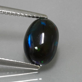 1,62 ctw natürlicher mehrfarbiger Schwarzer Opal, Oval Schliff, Lichtundurchlässig