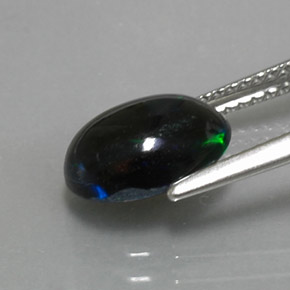 1,62 ctw natürlicher mehrfarbiger Schwarzer Opal, Oval Schliff, Lichtundurchlässig