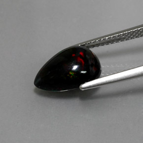 1,72 ctw natürlicher mehrfarbiger Schwarzer Opal, Birnenform, Lichtundurchlässig