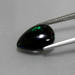 2,38 ctw natürlicher mehrfarbiger Schwarzer Opal, Birnenform, Lichtundurchlässig