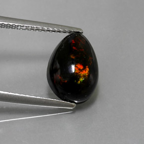 2,10 ctw natürlicher mehrfarbiger Schwarzer Opal, Birnenform, Lichtundurchlässig