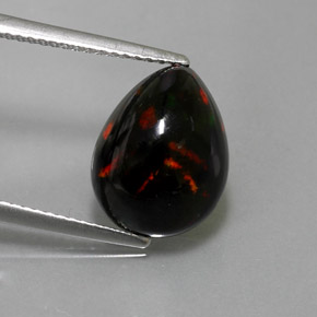 2,96 ctw natürlicher mehrfarbiger Schwarzer Opal, Birnenform, Lichtundurchlässig