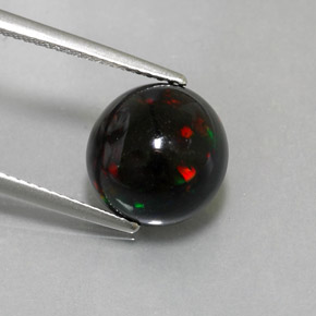 3,78 ctw natürlicher mehrfarbiger Schwarzer Opal, Rundschliff, Lichtundurchlässig