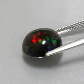 3,78 ctw natürlicher mehrfarbiger Schwarzer Opal, Rundschliff, Lichtundurchlässig