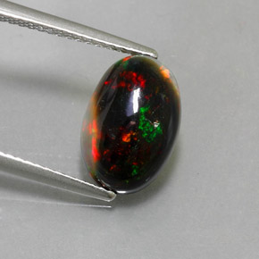 2,26 ctw natürlicher mehrfarbiger Schwarzer Opal, Oval Schliff, Lichtundurchlässig