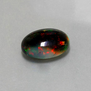 2,26 ctw natürlicher mehrfarbiger Schwarzer Opal, Oval Schliff, Lichtundurchlässig