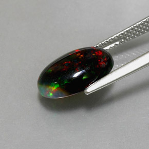 2,26 ctw natürlicher mehrfarbiger Schwarzer Opal, Oval Schliff, Lichtundurchlässig