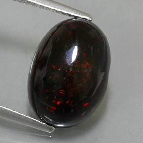 3,63 ctw natürlicher mehrfarbiger Schwarzer Opal, Oval Schliff, Lichtundurchlässig