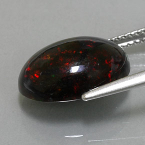 3,63 ctw natürlicher mehrfarbiger Schwarzer Opal, Oval Schliff, Lichtundurchlässig