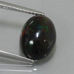 2,73 ctw natürlicher mehrfarbiger Schwarzer Opal, Oval Schliff, Lichtundurchlässig