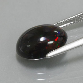 2,73 ctw natürlicher mehrfarbiger Schwarzer Opal, Oval Schliff, Lichtundurchlässig