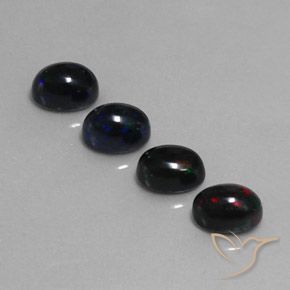 2.79ctw Natürlicher Mehrfarbig Schwarzer Opal, Oval, Lichtundurchlässig
