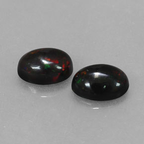  ct natürliche mehrfarbiger Schwarzer Opal-Edelsteine, Oval Schliff, Lichtundurchlässig