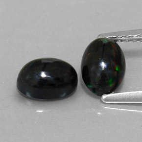  ct natürliche mehrfarbiger Schwarzer Opal-Edelsteine, Oval Schliff, Lichtundurchlässig