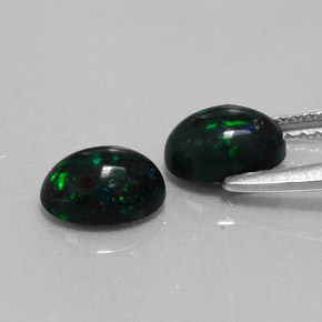  ct natürliche mehrfarbiger Schwarzer Opal-Edelsteine, Oval Schliff, Lichtundurchlässig