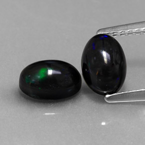  ct natürliche mehrfarbiger Schwarzer Opal-Edelsteine, Oval Schliff, Lichtundurchlässig