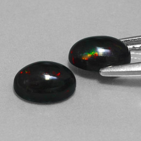 ct natürliche mehrfarbiger Schwarzer Opal-Edelsteine, Oval Schliff, Lichtundurchlässig