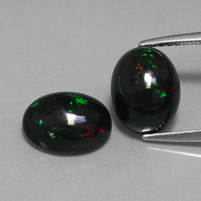  ct natürliche mehrfarbiger Schwarzer Opal-Edelsteine, Oval Schliff, Lichtundurchlässig