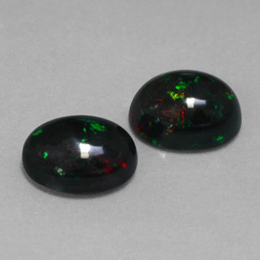  ct natürliche mehrfarbiger Schwarzer Opal-Edelsteine, Oval Schliff, Lichtundurchlässig