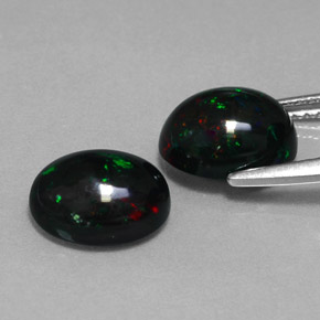  ct natürliche mehrfarbiger Schwarzer Opal-Edelsteine, Oval Schliff, Lichtundurchlässig