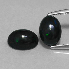  ct natürliche mehrfarbiger Schwarzer Opal-Edelsteine, Oval Schliff, Lichtundurchlässig