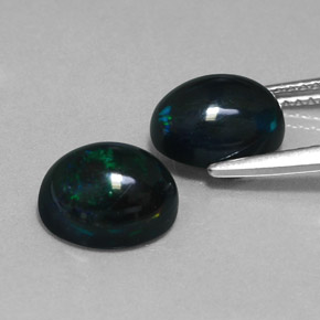  ct natürliche mehrfarbiger Schwarzer Opal-Edelsteine, Oval Schliff, Lichtundurchlässig