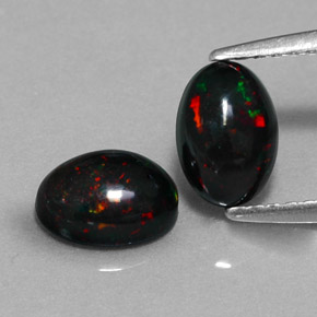  ct natürliche mehrfarbiger Schwarzer Opal-Edelsteine, Oval Schliff, Lichtundurchlässig