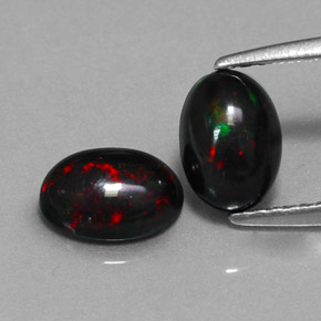  ct natürliche mehrfarbiger Schwarzer Opal-Edelsteine, Oval Schliff, Lichtundurchlässig