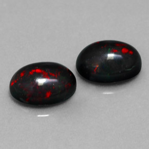  ct natürliche mehrfarbiger Schwarzer Opal-Edelsteine, Oval Schliff, Lichtundurchlässig