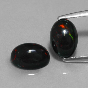  ct natürliche mehrfarbiger Schwarzer Opal-Edelsteine, Oval Schliff, Lichtundurchlässig