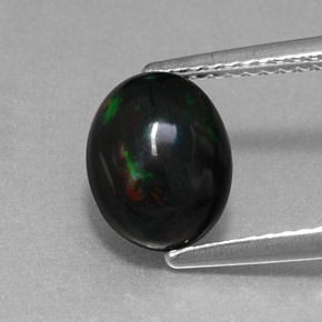 1,27 ctw natürlicher mehrfarbiger Schwarzer Opal, Oval Schliff, Lichtundurchlässig