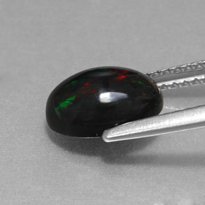 1,27 ctw natürlicher mehrfarbiger Schwarzer Opal, Oval Schliff, Lichtundurchlässig