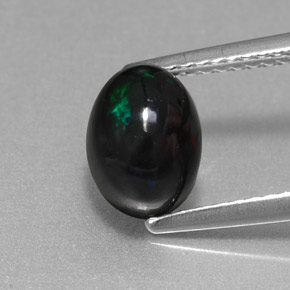 1,38 ctw natürlicher mehrfarbiger Schwarzer Opal, Oval Schliff, Lichtundurchlässig