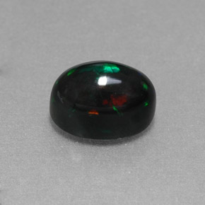 1,38 ctw natürlicher mehrfarbiger Schwarzer Opal, Oval Schliff, Lichtundurchlässig